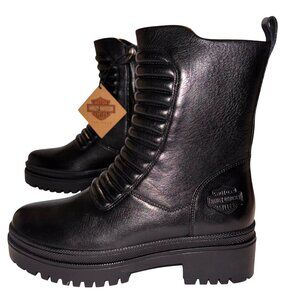 Womens Size 5.5M Black Harley-Davidson Kamton Leather Motorcycle Boots D87215
